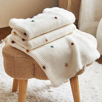Y-F Custom Simple Sofa Cotton Cable Chunky Soft Ribbed Knit Throw Blankets for Home Decor