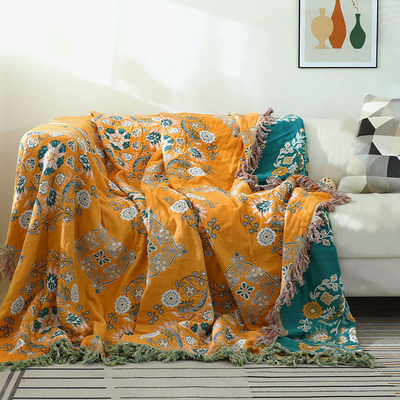 Y-F Natural Bohemian Cotton Flower Style Tassel Sofa Couch Cover Slipcover Blanket Sofa Beds Throw