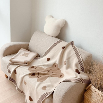 Y-Z 100%cotton Knit Baby Wrap Knitted Natural White Light Beige Gray Throw Baby Girl Boy Newborn Blanket