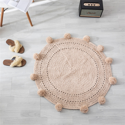 Y-W Blocking Mats for Knitting Washable Floral Kids Rug Modern Nordic Style Cotton Carpet for Children's Room Home Use