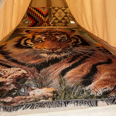 Y-Z Tiger Tapestry Cozy Sofa Cover Afghan Blankets Bohemian Cotton Picnic Rug Blanket