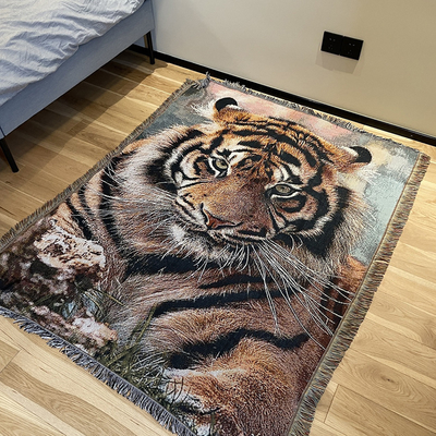 Y-Z Tiger Tapestry Cozy Sofa Cover Afghan Blankets Bohemian Cotton Picnic Rug Blanket