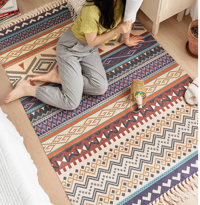 Y-Z Simple Linen Tassel Woven Cotton Mat Nordic Boho Style Turkish Living Room Home Floor Carpets and Rugs