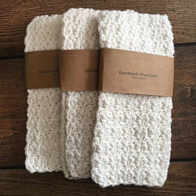 Y-F Grey Cotton Washcloth Crochet Natural Cotton Wash Cloth Face Cloth Dish Cloth Cotton Towel Gift for Mom