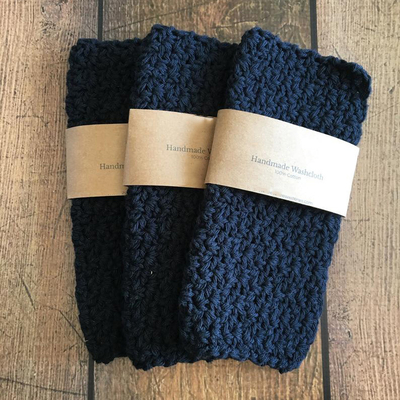Y-F Grey Cotton Washcloth Crochet Natural Cotton Wash Cloth Face Cloth Dish Cloth Cotton Towel Gift for Mom