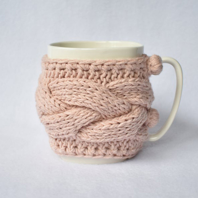 Y-Z Comfy Grey Mug Cozy Drinkware Tea Cup Knit Cable Warmer Removable Birthday Gift Mug Sweater