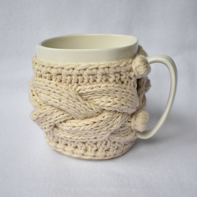 Y-Z Comfy Grey Mug Cozy Drinkware Tea Cup Knit Cable Warmer Removable Birthday Gift Mug Sweater