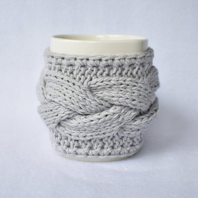 Y-Z Comfy Grey Mug Cozy Drinkware Tea Cup Knit Cable Warmer Removable Birthday Gift Mug Sweater