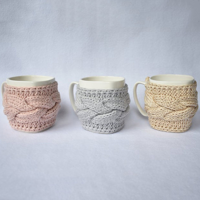 Y-Z Comfy Grey Mug Cozy Drinkware Tea Cup Knit Cable Warmer Removable Birthday Gift Mug Sweater