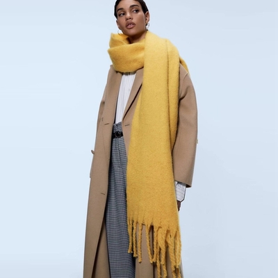 Y-Z 2025 Winter Nordic Polar Fleece Female Scarf Comfortable Cosy Boho Shawl with Fringed for Christmas Festival Vegan Style