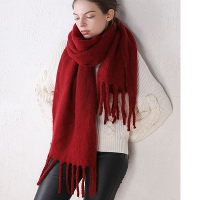 Y-Z 2025 Winter Nordic Polar Fleece Female Scarf Comfortable Cosy Boho Shawl with Fringed for Christmas Festival Vegan Style