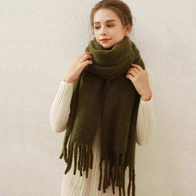 Y-Z 2025 Winter Nordic Polar Fleece Female Scarf Comfortable Cosy Boho Shawl with Fringed for Christmas Festival Vegan Style