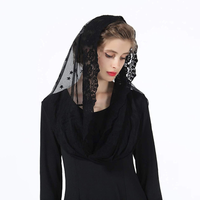 Y-Z Ladies Chapel Bridal Veil Vintage Creamy White Lace Mantilla Veil Embroidered Muslim Veil Wholesale