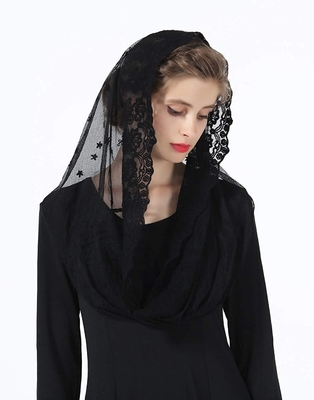 Y-Z Ladies Chapel Bridal Veil Vintage Creamy White Lace Mantilla Veil Embroidered Muslim Veil Wholesale