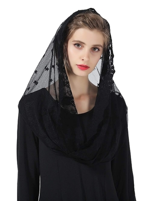 Y-Z Ladies Chapel Bridal Veil Vintage Creamy White Lace Mantilla Veil Embroidered Muslim Veil Wholesale