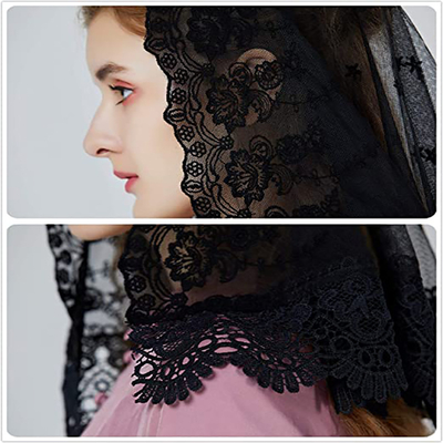 Y-Z White Bridal Embroidery Flower Lace Edged Bridal Veils for Hijab Ladies Women Shawl Muslim Veil Wedding