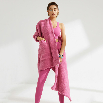 Y-F Knitted Poncho Cardigan Cape Top Sweater Cozy Fleece Jumbo Scarf Wrap Shawl with Large Front Pockets for Women