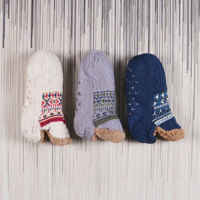 Y-Z Wholesale Indoor Home Slouch Designer slippers Socks Men's Knitted Adult Ankle Non slip Sleeping Floor Socks