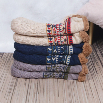 Y-Z Wholesale Indoor Home Slouch Designer slippers Socks Men's Knitted Adult Ankle Non slip Sleeping Floor Socks