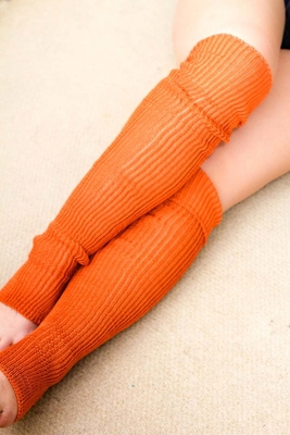 Y-Z Antique Orange Yoga or Dancer's Leg Warmers Over the Knee 90cm One Size Fits All Dancer and Yogi Toe Less Socks