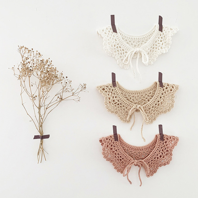 Y-F Wholesale Eco-Friendly Kids Fashion Handmade Crochet Floral Embroidery 100% Cotton Lace Collar with Hollow Neckline