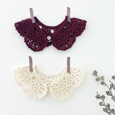 Y-F Baby Girls Two Color Lotus Leaf Collar Hand Crochet Cotton Lace Flower False Collar Accessories