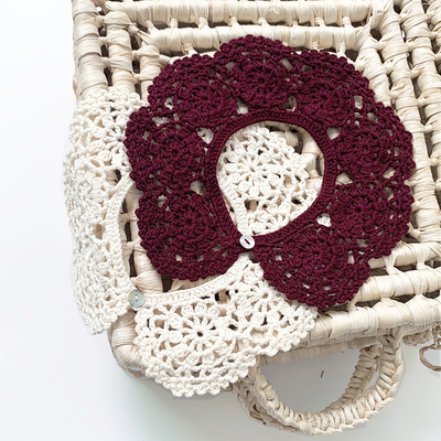 Y-F Baby Girls Two Color Lotus Leaf Collar Hand Crochet Cotton Lace Flower False Collar Accessories