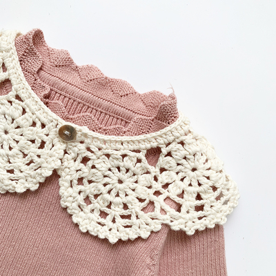 Y-F Baby Girls Two Color Lotus Leaf Collar Hand Crochet Cotton Lace Flower False Collar Accessories