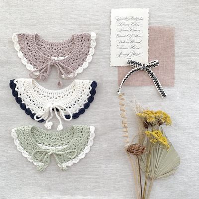 Y-F Hand Crochet Baby Girls Lotus Ruffle Lace Doll Neck Fake Collar for Girls