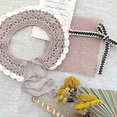 Y-F Hand Crochet Baby Girls Lotus Ruffle Lace Doll Neck Fake Collar for Girls