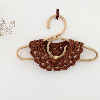 Y-Z New Design Solid Color Baby Girl Crochet Neck Collar Lotus Leaf Lace Embroidered 100% Cotton