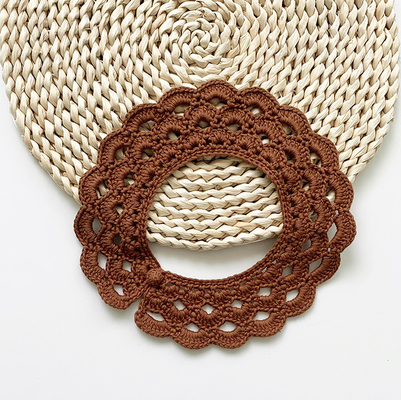 Y-Z New Design Solid Color Baby Girl Crochet Neck Collar Lotus Leaf Lace Embroidered 100% Cotton