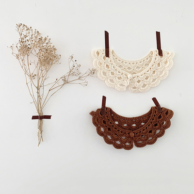 Y-F 2023 Autumn Girls Two Tone Detachable Lace Collar Crochet Kids Cotton Flower Wedding Vintage Collar