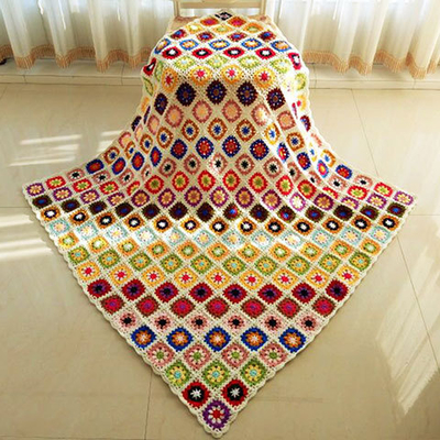 Y-Z Custom Large 120*120 Vintage Floral Afghan Blanket Living Room Modern Style Granny Crochet Daisy Flower Lap Yoga Sofa Throw