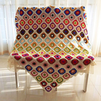 Y-Z Custom Large 120*120 Vintage Floral Afghan Blanket Living Room Modern Style Granny Crochet Daisy Flower Lap Yoga Sofa Throw