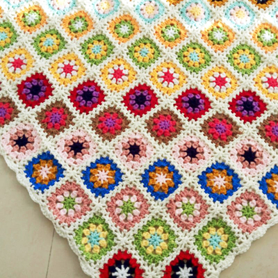 Y-Z Custom Large 120*120 Vintage Floral Afghan Blanket Living Room Modern Style Granny Crochet Daisy Flower Lap Yoga Sofa Throw