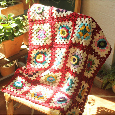 Y-F 85*65 Handmade Nordic Floral Daisy Rustic Sofa Farmhouse Granny Chic Home Art Decor Blanket