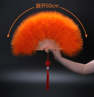 Y-Z Dance Performance Show Art Fan Holiday Party Photography Props Decorative Tassel Feather Big Hand Folding Fan