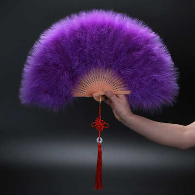 Y-Z Dance Performance Show Art Fan Holiday Party Photography Props Decorative Tassel Feather Big Hand Folding Fan