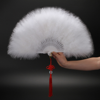 Y-Z Dance Performance Show Art Fan Holiday Party Photography Props Decorative Tassel Feather Big Hand Folding Fan