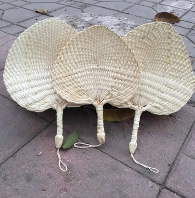 Y-Z Small cattail leaf fan woven vintage summer paddle wood hand held fans supplies home decor