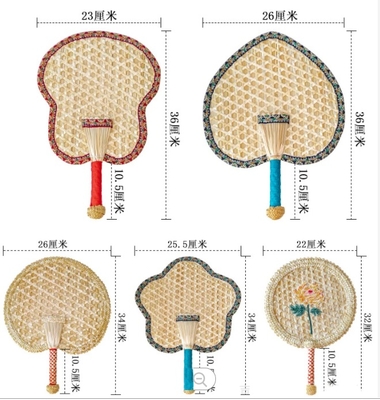 Y-Z Handmade Woven Palm-leaf Reed Cattail Leaf Fan Portable Tassel Summer Farmhouse Hand Fan