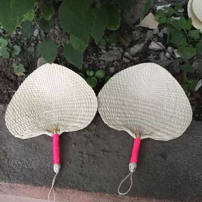 Y-Z Small Cattail Leaf Fan Woven Vintage Summer Paddle Wood Hand Held Fans Supplies Home Decor
