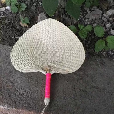 Y-Z Small Cattail Leaf Fan Woven Vintage Summer Paddle Wood Hand Held Fans Supplies Home Decor