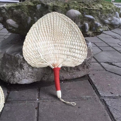Y-Z Small Cattail Leaf Fan Woven Vintage Summer Paddle Wood Hand Held Fans Supplies Home Decor