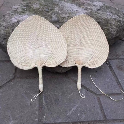 Y-Z Small Cattail Leaf Fan Woven Vintage Summer Paddle Wood Hand Held Fans Supplies Home Decor