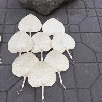 Y-Z Small Cattail Leaf Fan Woven Vintage Summer Paddle Wood Hand Held Fans Supplies Home Decor