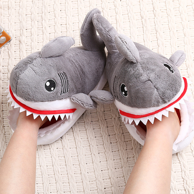 Y-Z Winter Cartoon Animal Soft Warm Fuzzy Shark Shoes Funny Fluffy House Indoor Floor slippers