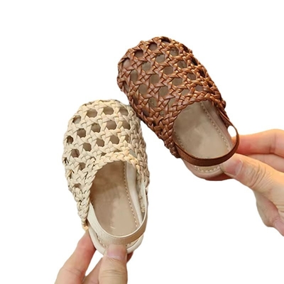 Y-Z Casual Bohemian Style Baby Flat Slippers Comfortable Roman Home Decor Sandals for Children 1-2 Years