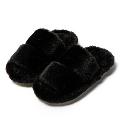 Y-Z Plus Size Soft Cozy Plush Fluffy Open Toe Warm House Ladies Flat slippers for Women Plush Indoor Slipper